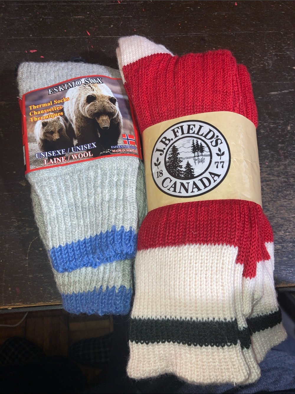 Red & White Casual Wool Socks